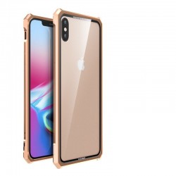 Golden Aluminum bumper + Tempered Glass Back Case